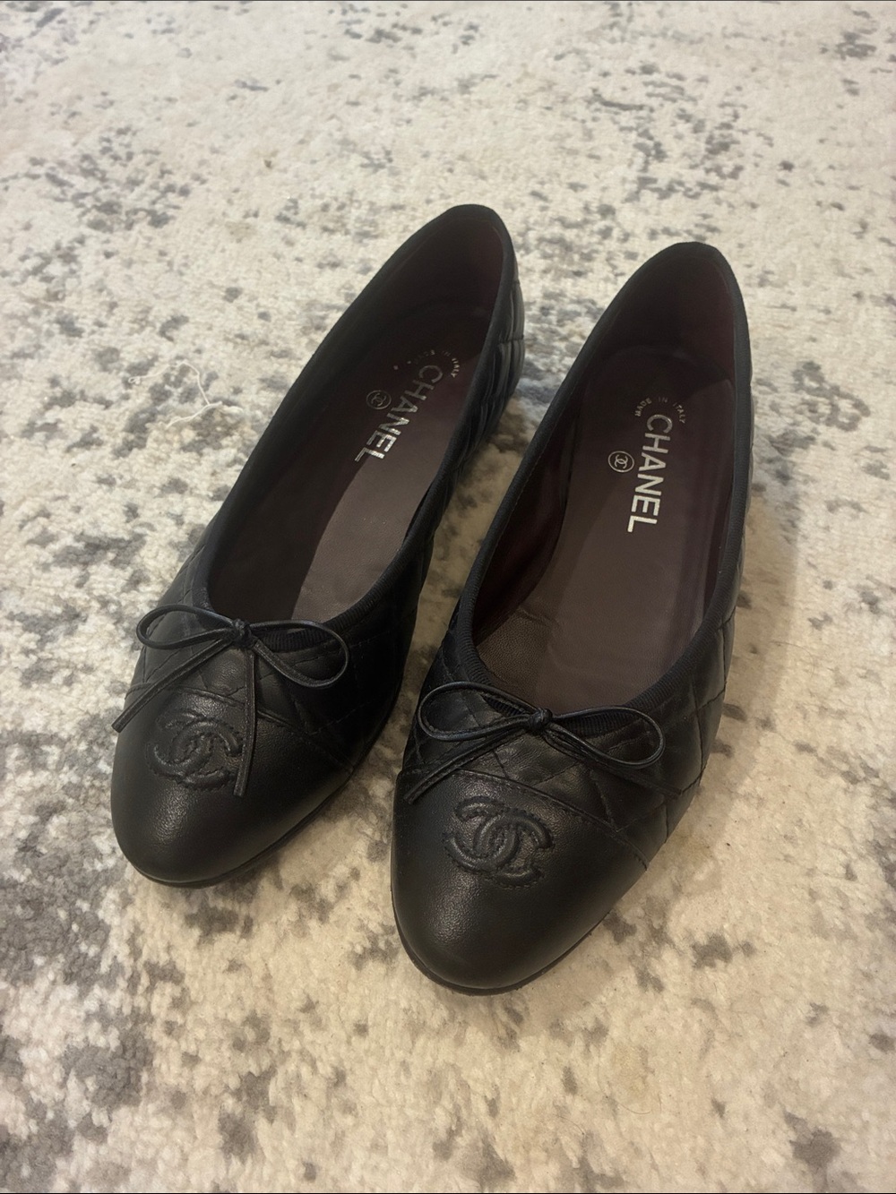 Chanel Black Quilted Leather Ballet Flats size 39.5 - Great condition